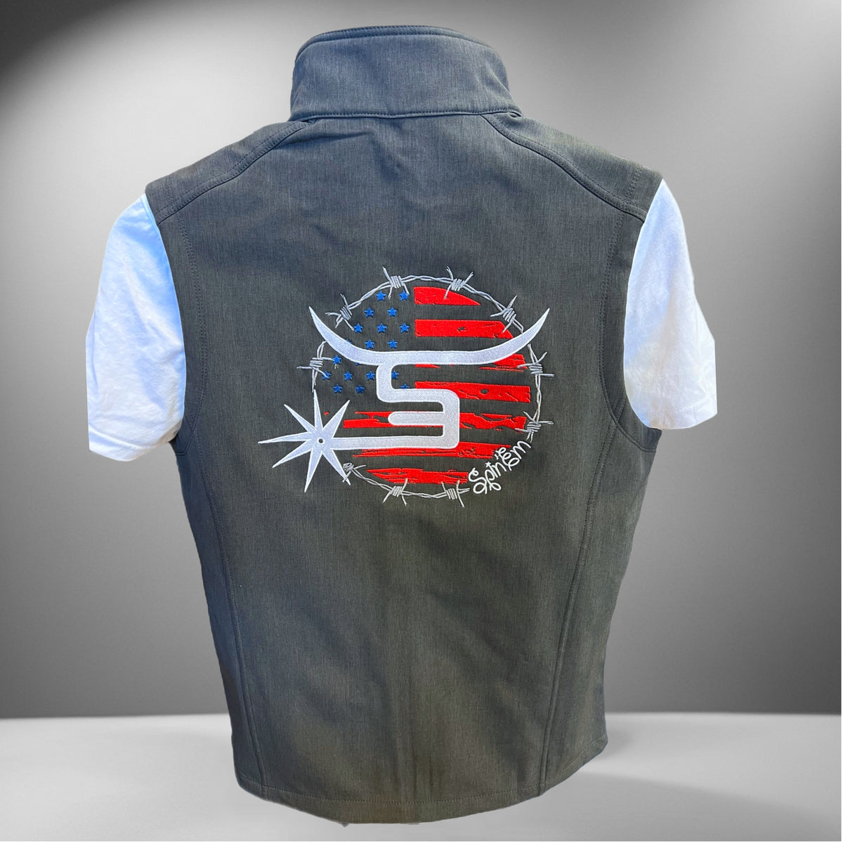 Men's Charcoal Patriot Vest – Spin Em Rodeo Co