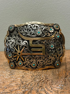 Buckle - Bronze with Silver Scroll