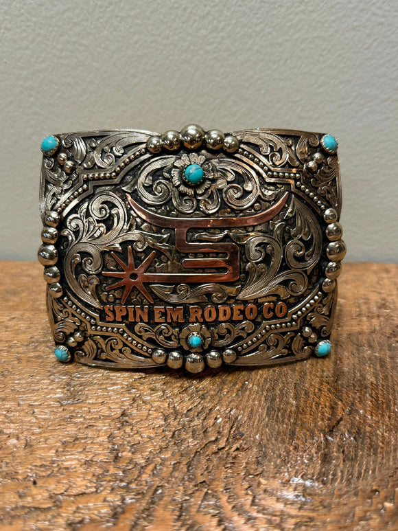 Buckle- Gold & Silver w/ Turquoise Gems