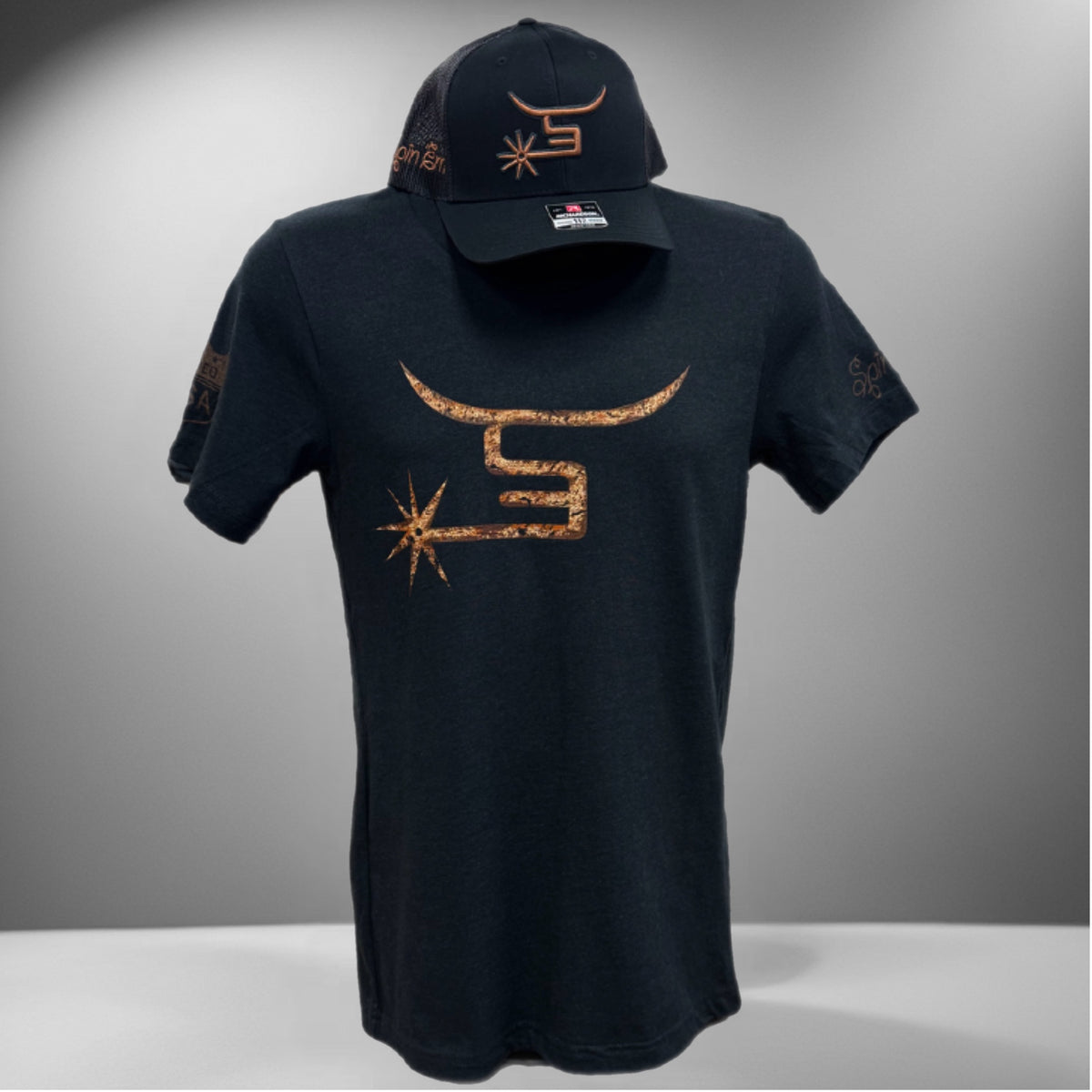 Men's Black T-Shirt Rust Logo – Spin Em Rodeo Co