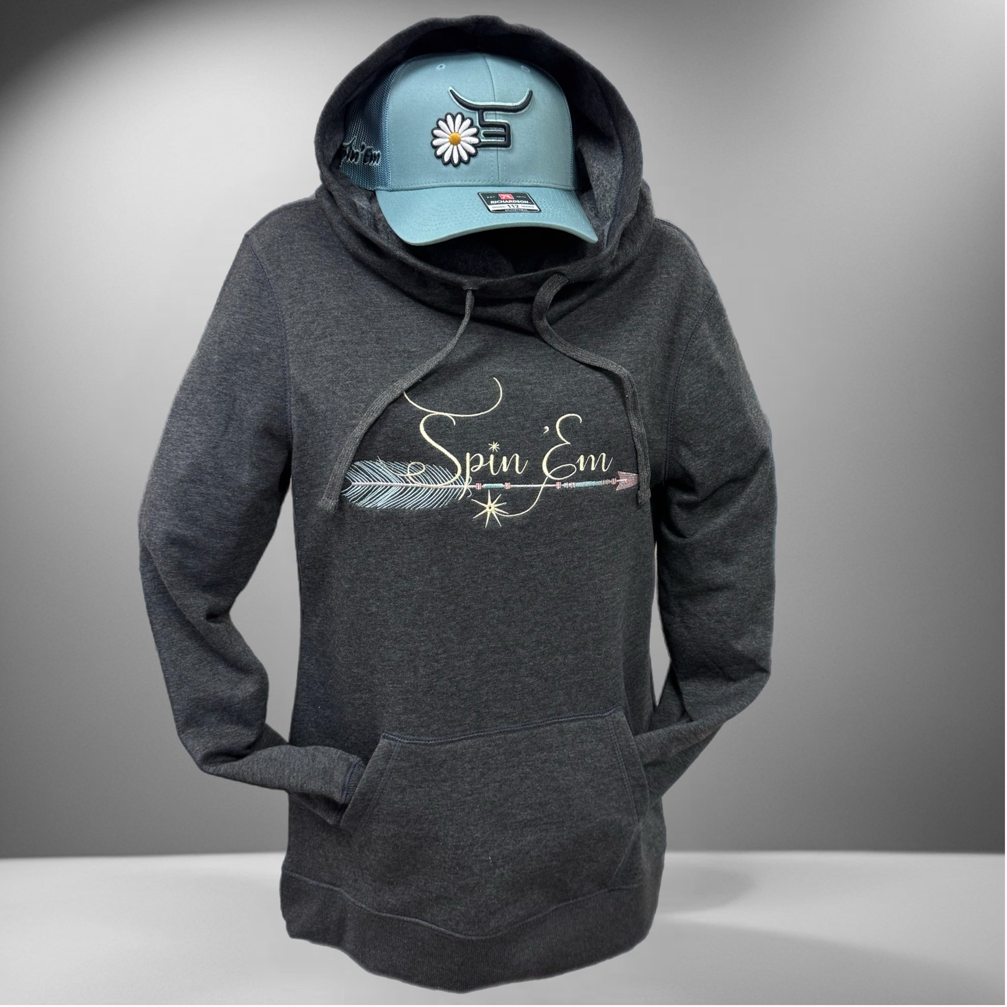 Ladies Heather Grey Cowl Neck Hoodie