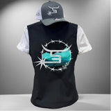 Ladies Black Vest - Teal Mountain Logo