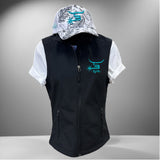 Ladies Black Vest Teal Logo