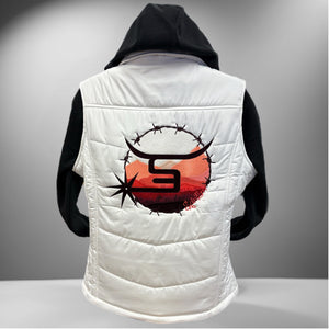 Ladies White Vest - Maroon Mountain Sunset