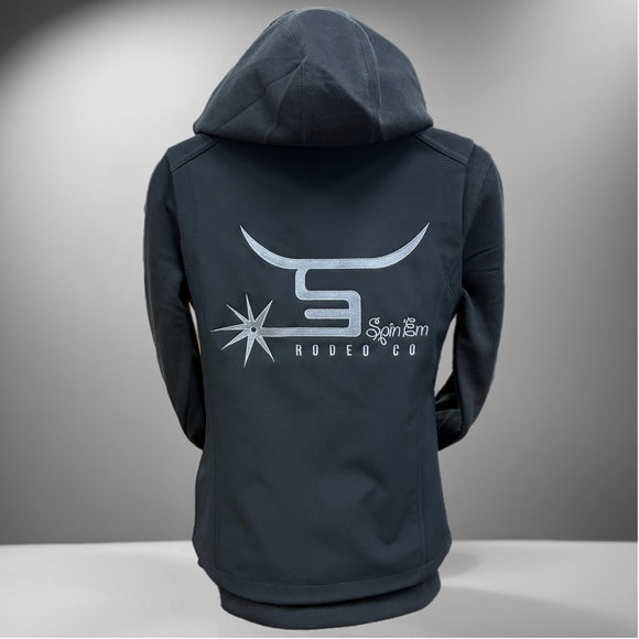 Ladies Black Vest Charcoal Logo