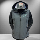 Ladies Charcoal Vest - Cow Print Logo