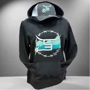 Ladies Black Hoodie Mountain Logo