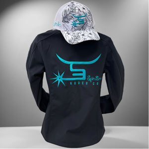 Ladies Black Jacket Teal Logo