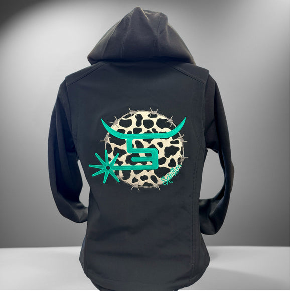 Ladies Black Vest - Cow Print Logo
