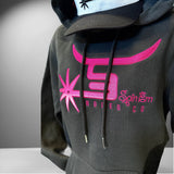Ladies Black Hoodie Pink Fade Logo