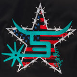 Ladies Black Vest Teal American Star Logo