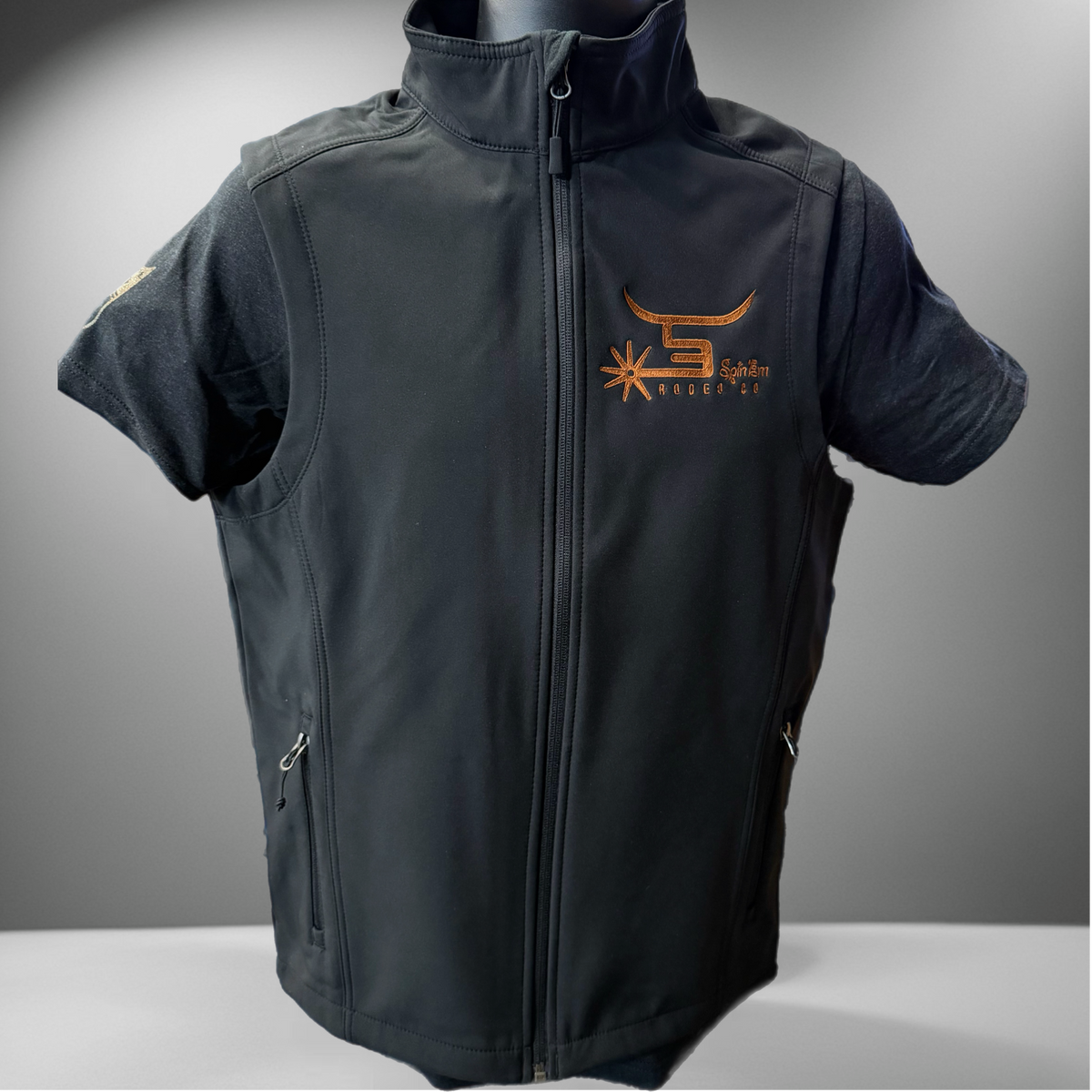 Men’s Black Vest Horizon Brown Logo – Spin Em Rodeo Co