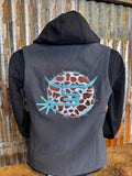 Ladies Charcoal Vest - Cow Print Logo